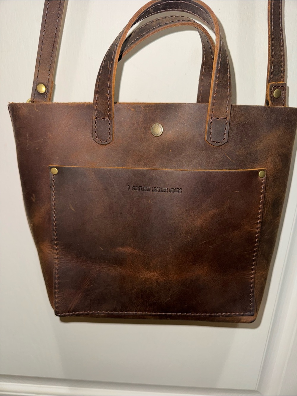 Portland Leather Goods- Medium Crossbody Tote in Coldbrew Espresso SOLDOUT - Picture 2 of 8